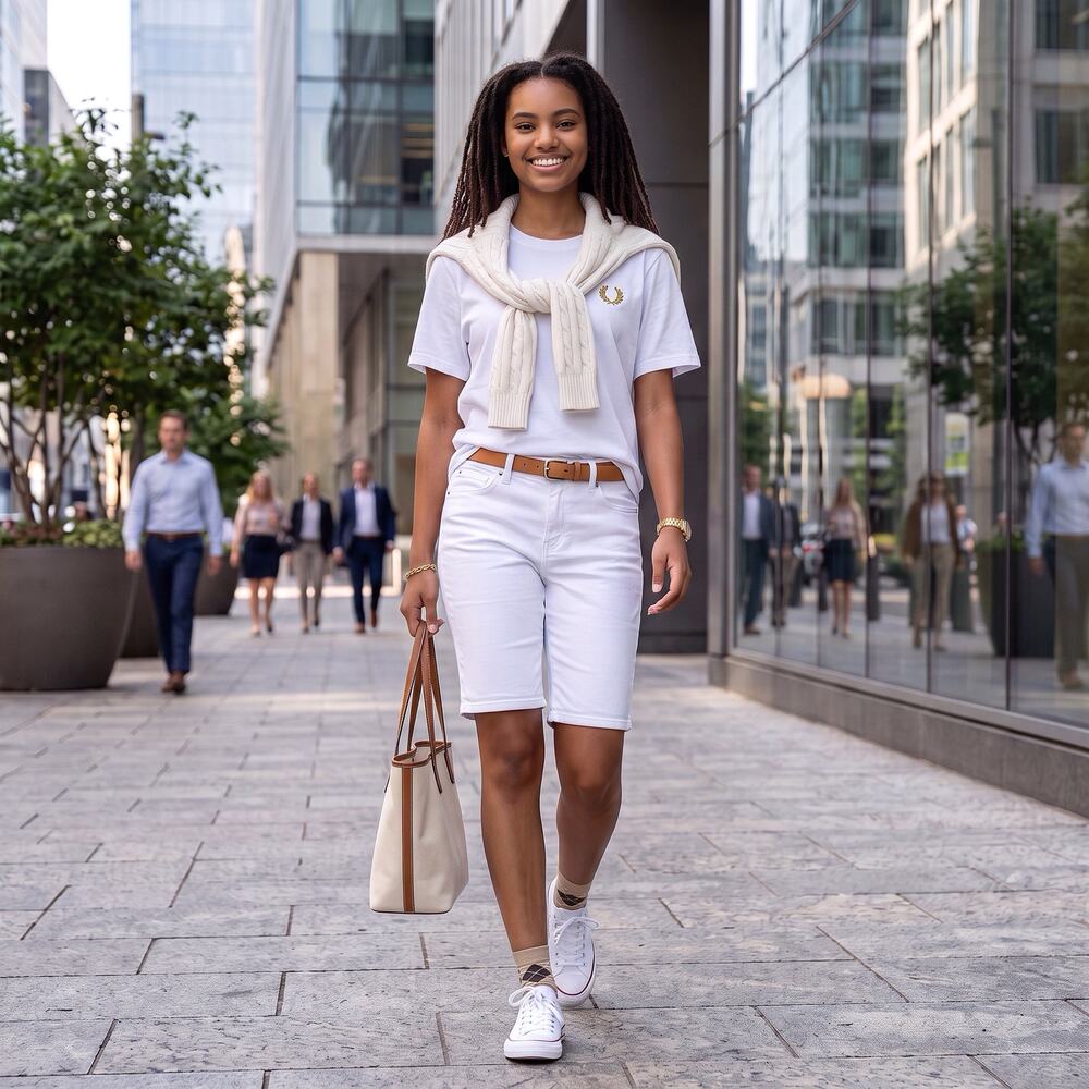 Just Black Denim White Shorts Bermuda Length